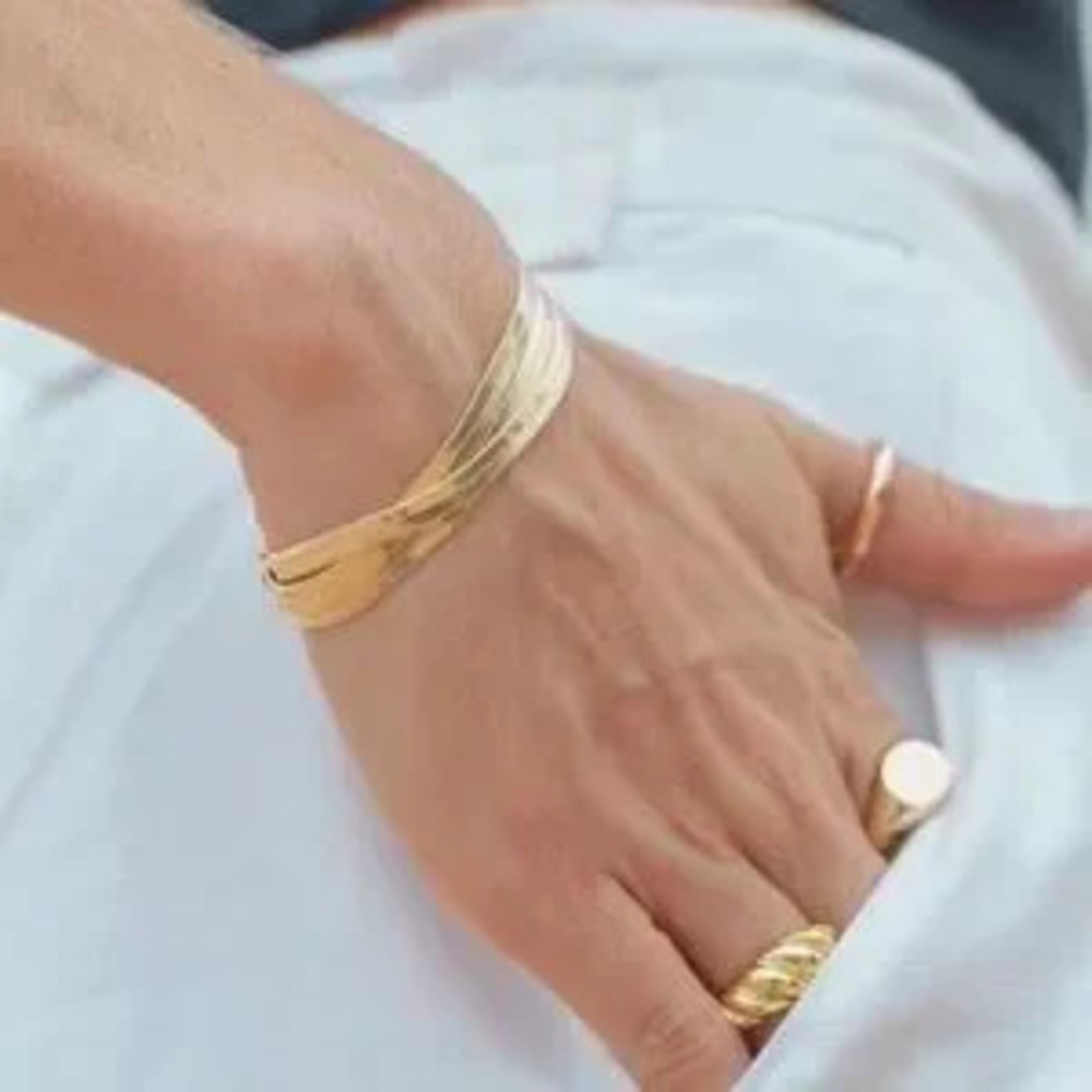 Trendy Gold Stainless Steel Snake Chain Bracelet C Minimalist Chic